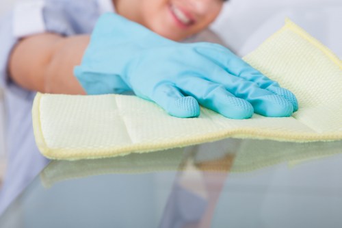 Regular cleaning routine in a bright and tidy living space