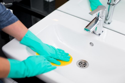 Step-by-step rug cleaning process with vacuuming and stain treatment